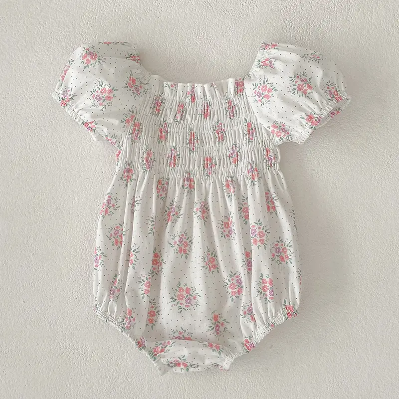 Summer Clothes Full Moon Baby Clothes Small Broken Flower Princess Triangular Baby Clothing Bodysuit Toddler Baby Girls Jumpsuit