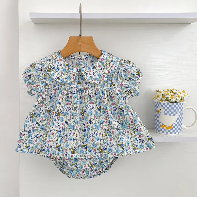 New Baby Clothes Sets Summer Toddler Girl Strap Suits Cotton Printing Baby Girls Tops Tee and Shorts Infant Fashion Newborn Sets