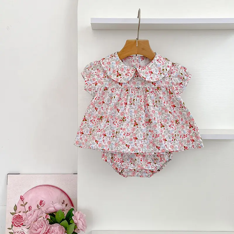 New Baby Clothes Sets Summer Toddler Girl Strap Suits Cotton Printing Baby Girls Tops Tee and Shorts Infant Fashion Newborn Sets
