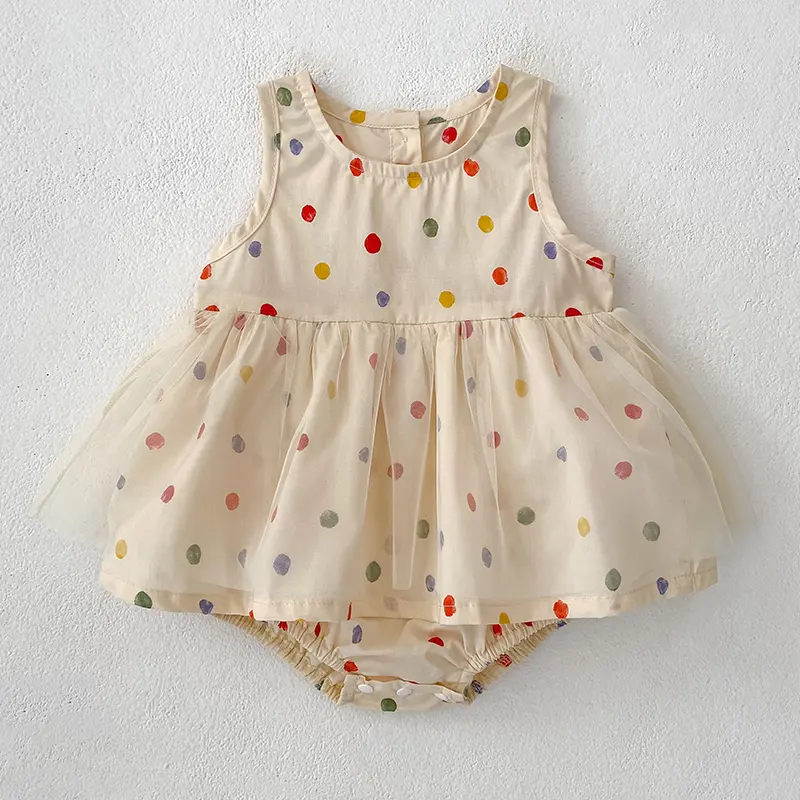 New Summer Clothing Sets Baby Girl Cotton Colored Dots Sets Girls Lace Sweet Princess 2pcs Suit Children's Clothing Kids Vestido