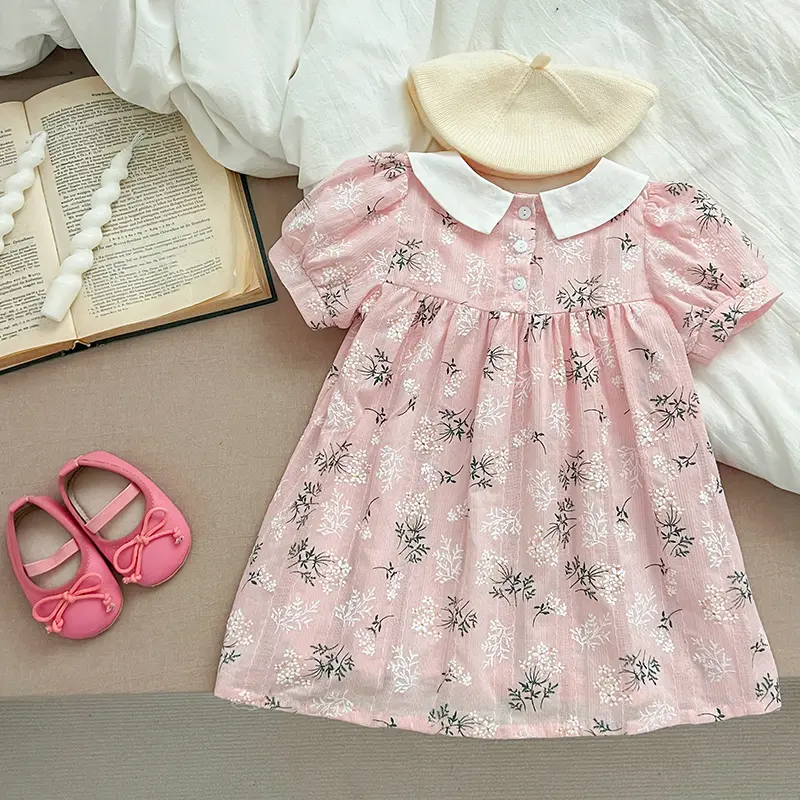 New Girls Flower Girl Dresses 1-6Yrs Summer Baby Dresses Girls Pink Girls Dresses Fashion Kids Dress Children's Costumes Clothes