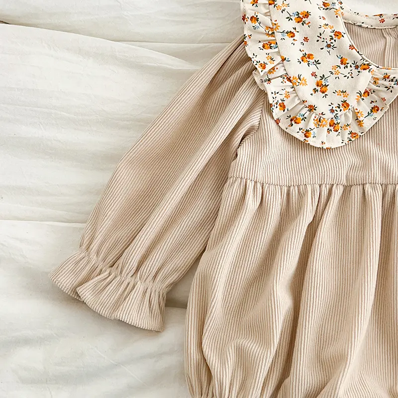 2025 New Toddler Baby Girls Romper Spring Children Clothes Ruffled Long Sleeved Cotton Baby Clothing Flower Baby Girls Jumpsuit