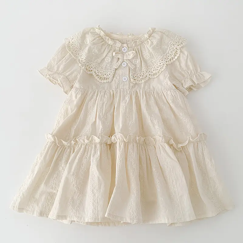 Summer Baby Bodysuit Sisters Dress Flower Embroidery Dress For Infant Girls Toddler Outfit Sisters Lace Collar Princess Dress