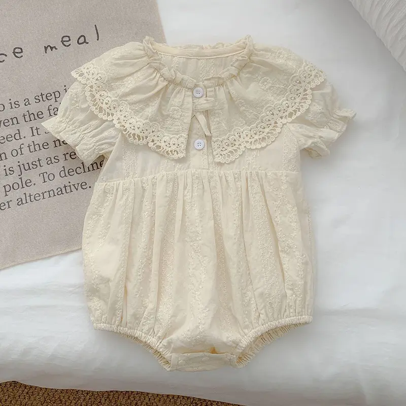 Summer Baby Bodysuit Sisters Dress Flower Embroidery Dress For Infant Girls Toddler Outfit Sisters Lace Collar Princess Dress