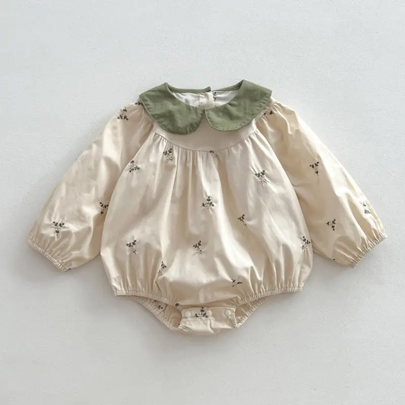 New Spring Clothes Newborn Baby Girl Jumpsuit Long Sleeved Cotton Embroidery Infant Baby Bodysuits Children Clothes Korean Style