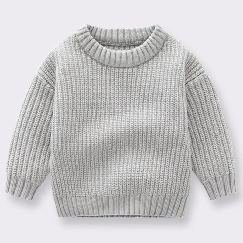 2024 Autumn Newborn Baby Girl Boy Knitted Sweater Long Sleeve Winter Sweater Solid Loose Pullover Casual Tops 3M-6Y Kids Clothes