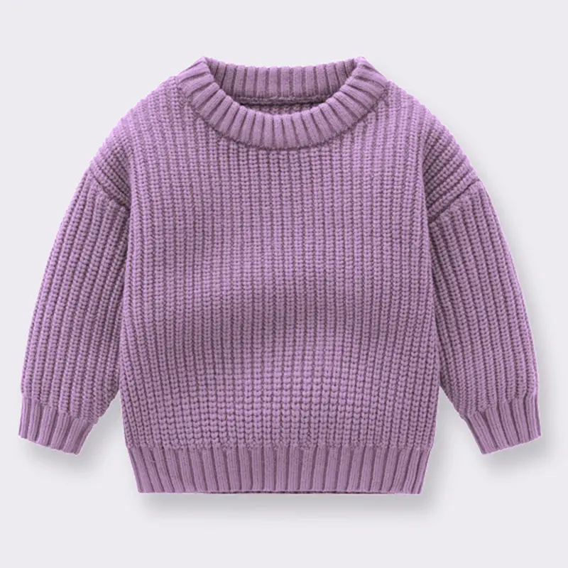 2024 Autumn Newborn Baby Girl Boy Knitted Sweater Long Sleeve Winter Sweater Solid Loose Pullover Casual Tops 3M-6Y Kids Clothes