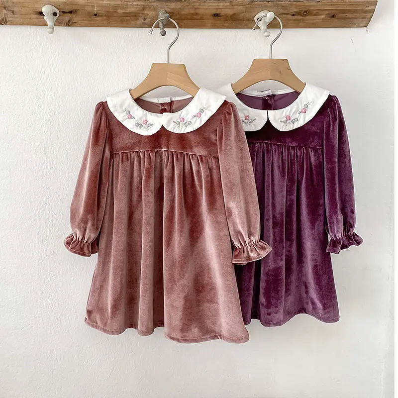 Autumn Baby Girl Clothes Embroidery Christmas Party Dress Costume 1-6Yrs Toddler Girl Birthday Kids Clothing Christmas Dresses