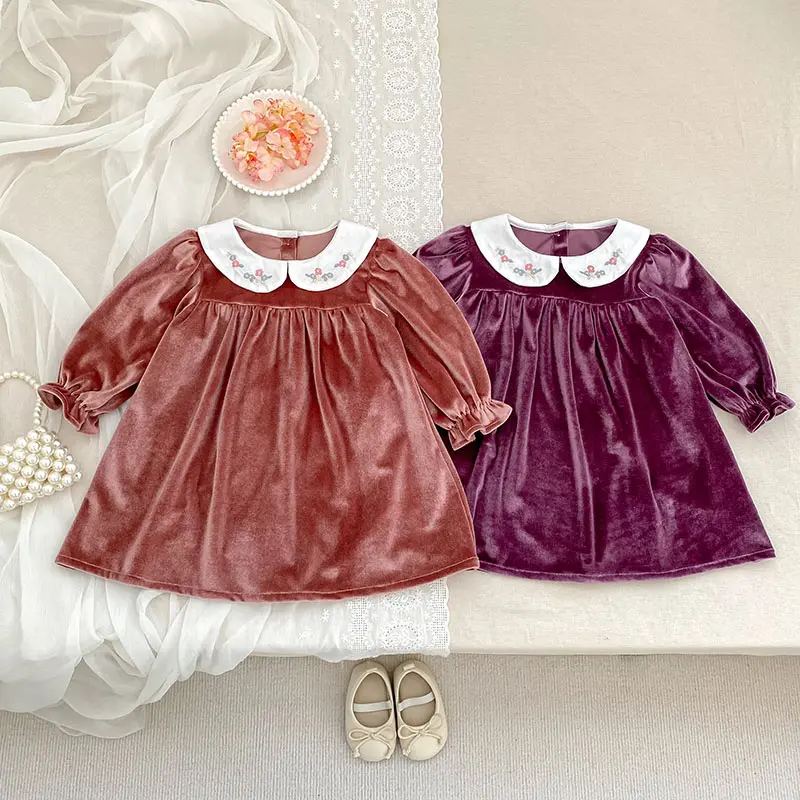 Autumn Baby Girl Clothes Embroidery Christmas Party Dress Costume 1-6Yrs Toddler Girl Birthday Kids Clothing Christmas Dresses