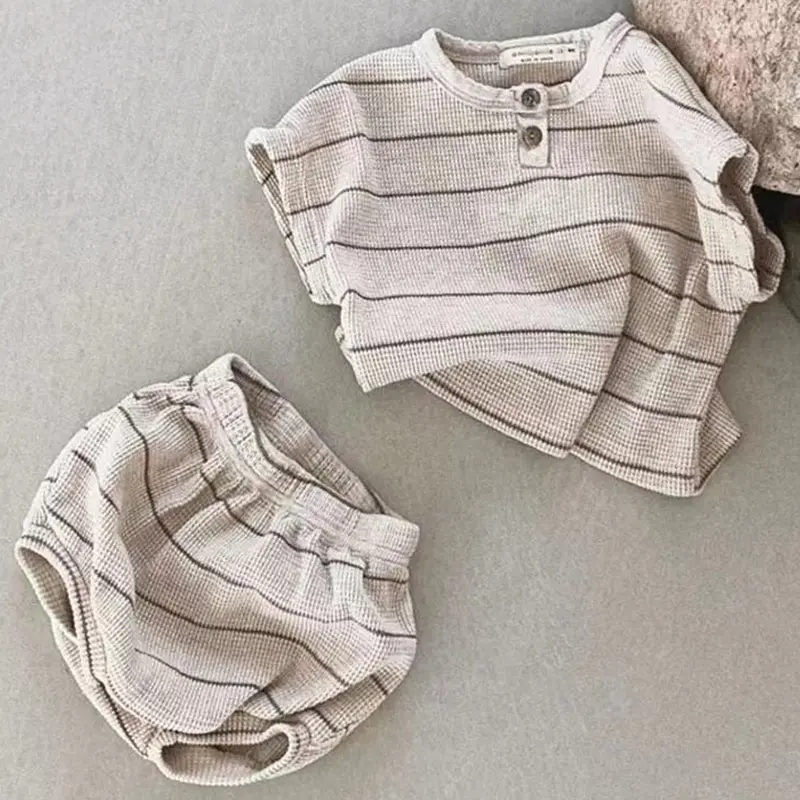 0-3Y Baby Clothing Set Summer Lining Girls Sports Set Striped Tee and Bloomer 2Pcs Boy Clothes Suit Outfits Infant Clothing Set