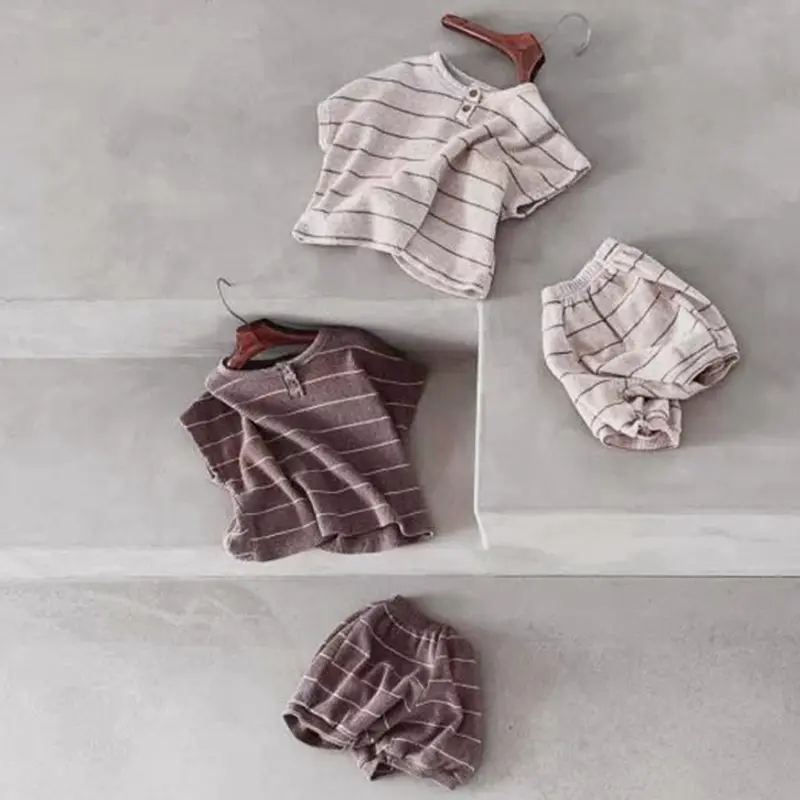 0-3Y Baby Clothing Set Summer Lining Girls Sports Set Striped Tee and Bloomer 2Pcs Boy Clothes Suit Outfits Infant Clothing Set