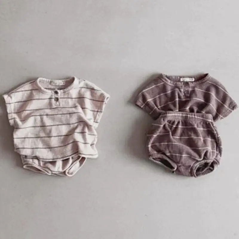 0-3Y Baby Clothing Set Summer Lining Girls Sports Set Striped Tee and Bloomer 2Pcs Boy Clothes Suit Outfits Infant Clothing Set
