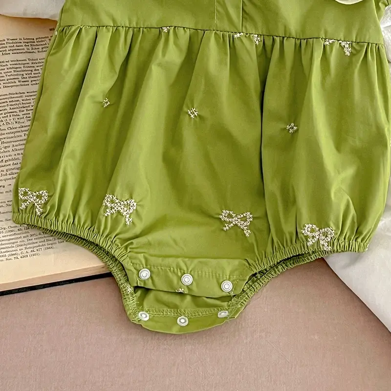 0-24M Baby Girl Clothing Toddler Girls Jumpsuit New Summer Short Sleeved Jumpsuit Cotton Embroidery Splicing Infant Bodysuits