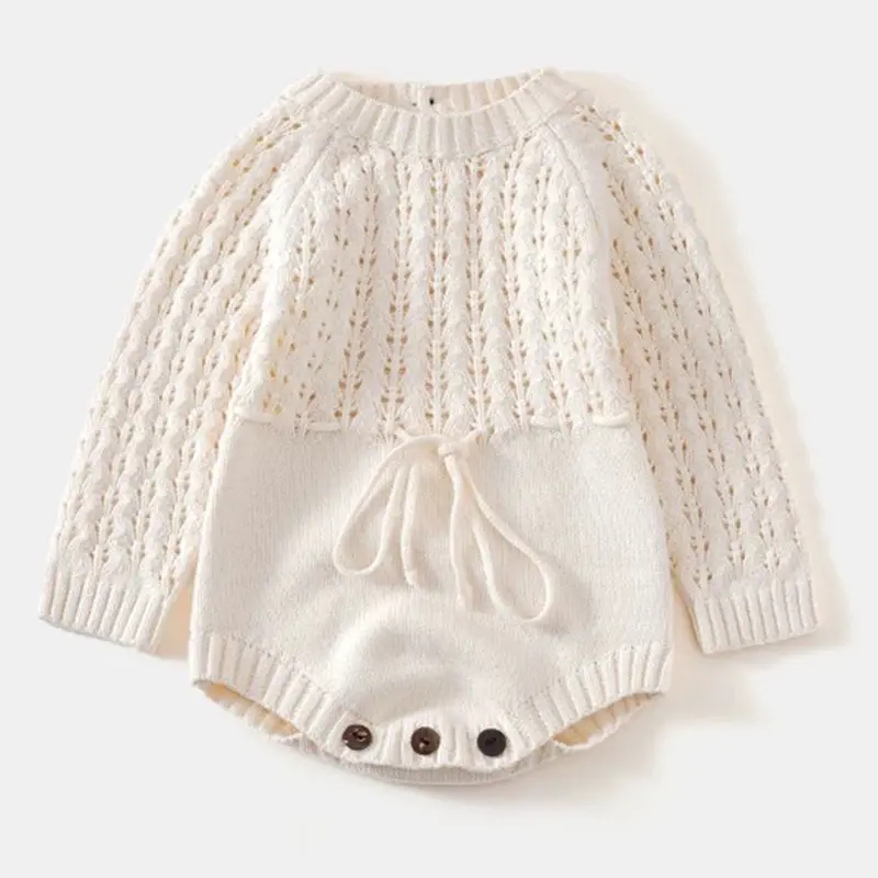 2025 Autumn Baby Clothes Knit Girls Romper Spring Long Sleeve Baby Girl Knit Hollow Out Rompers Baby Jumpsuit Knit Baby Clothes