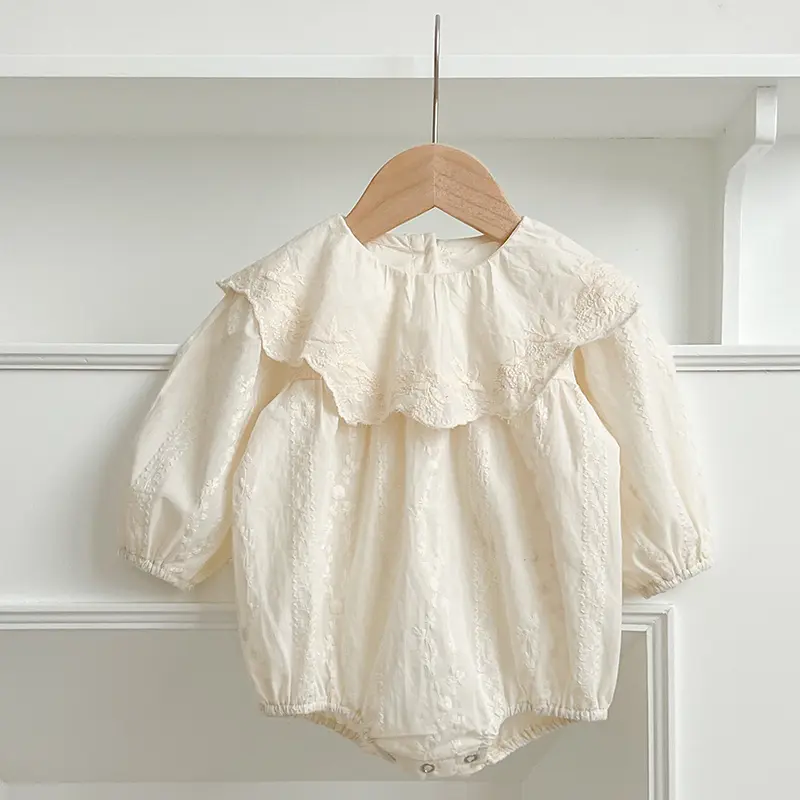 Autumn Sisters Clothes Girls Princess Dress Big Ruffled Collar Dress Cotton Embroidery Kids Party Dresses Toddler Baby Bodysuits