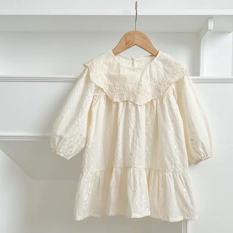 Autumn Sisters Clothes Girls Princess Dress Big Ruffled Collar Dress Cotton Embroidery Kids Party Dresses Toddler Baby Bodysuits