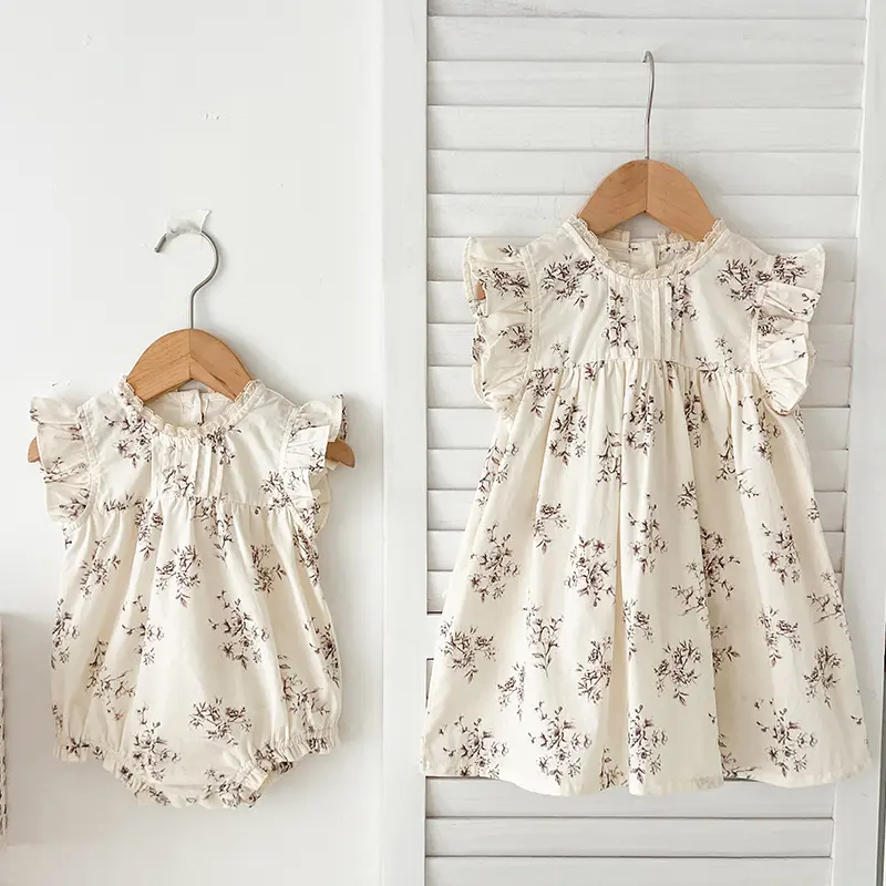 0-7Yrs Toddler Sister Dress Newborn Baby Girl Lace Romper Ruffle Sleeveless Jumpsuit Infant Onepiece Spring Summer Baby Clothes