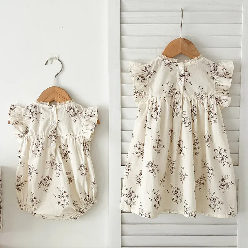 0-7Yrs Toddler Sister Dress Newborn Baby Girl Lace Romper Ruffle Sleeveless Jumpsuit Infant Onepiece Spring Summer Baby Clothes