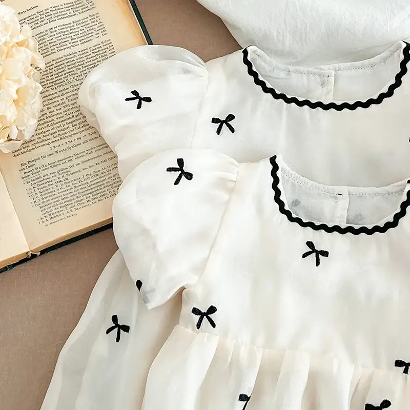 2025 Summer Bbay Party Princess Romper 0-24M Children Clothes Infant Baby Girl Bodysuits Cotton Bow Embroidery Climbing Suit