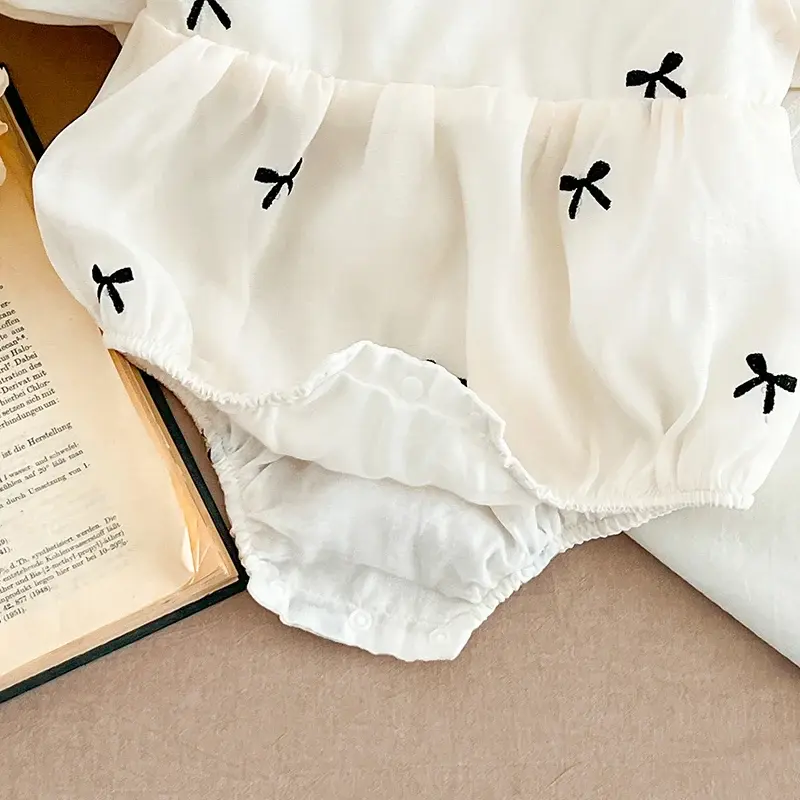 2025 Summer Bbay Party Princess Romper 0-24M Children Clothes Infant Baby Girl Bodysuits Cotton Bow Embroidery Climbing Suit
