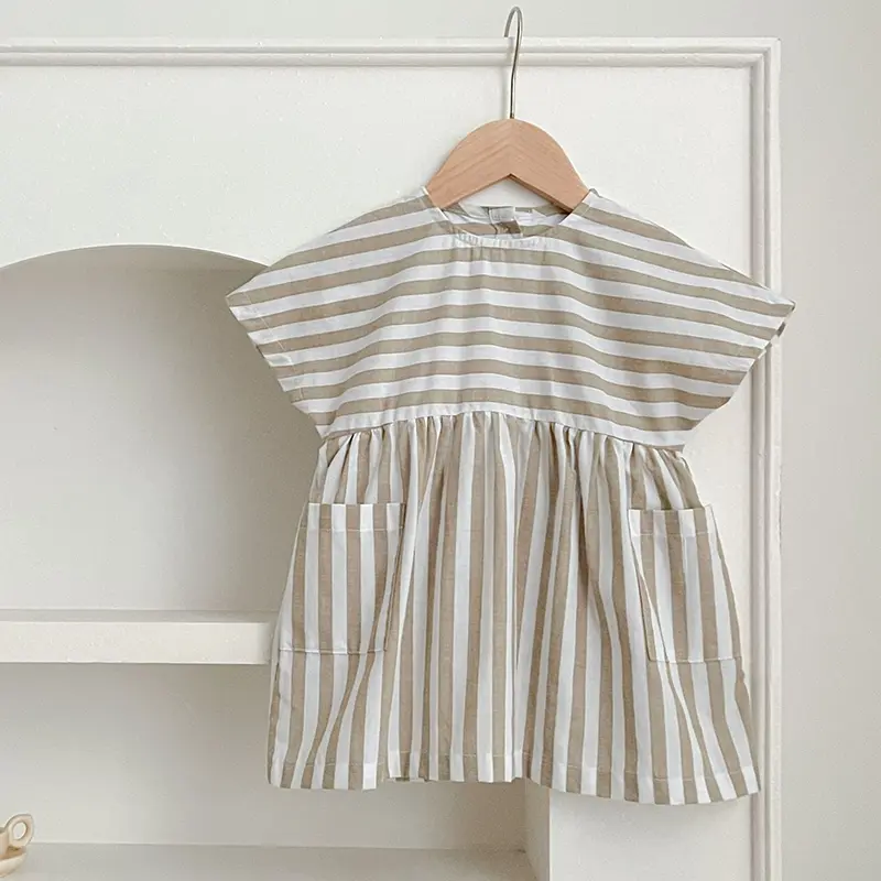 Summer Sister Dress Toddler Vintage Stripe Romper Dress Girls Clothes Ruffles Lace Baby Bodysuit Sister Family Macth Clothing
