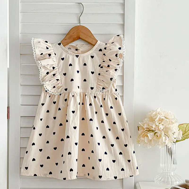New Summer Baby Girl Clothes Sisters Dress Love Print Girls Dress Cotton Baby Romper Princess Dress Famil Matching Sister Outfit