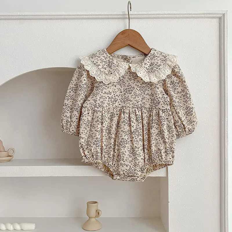 New Autumn Cute Overalls Baby Girl Lace Ruffle Romper 0-24M Baby Romper Flower Cotton Girls Romper Spring Autumn Fashion Clothes