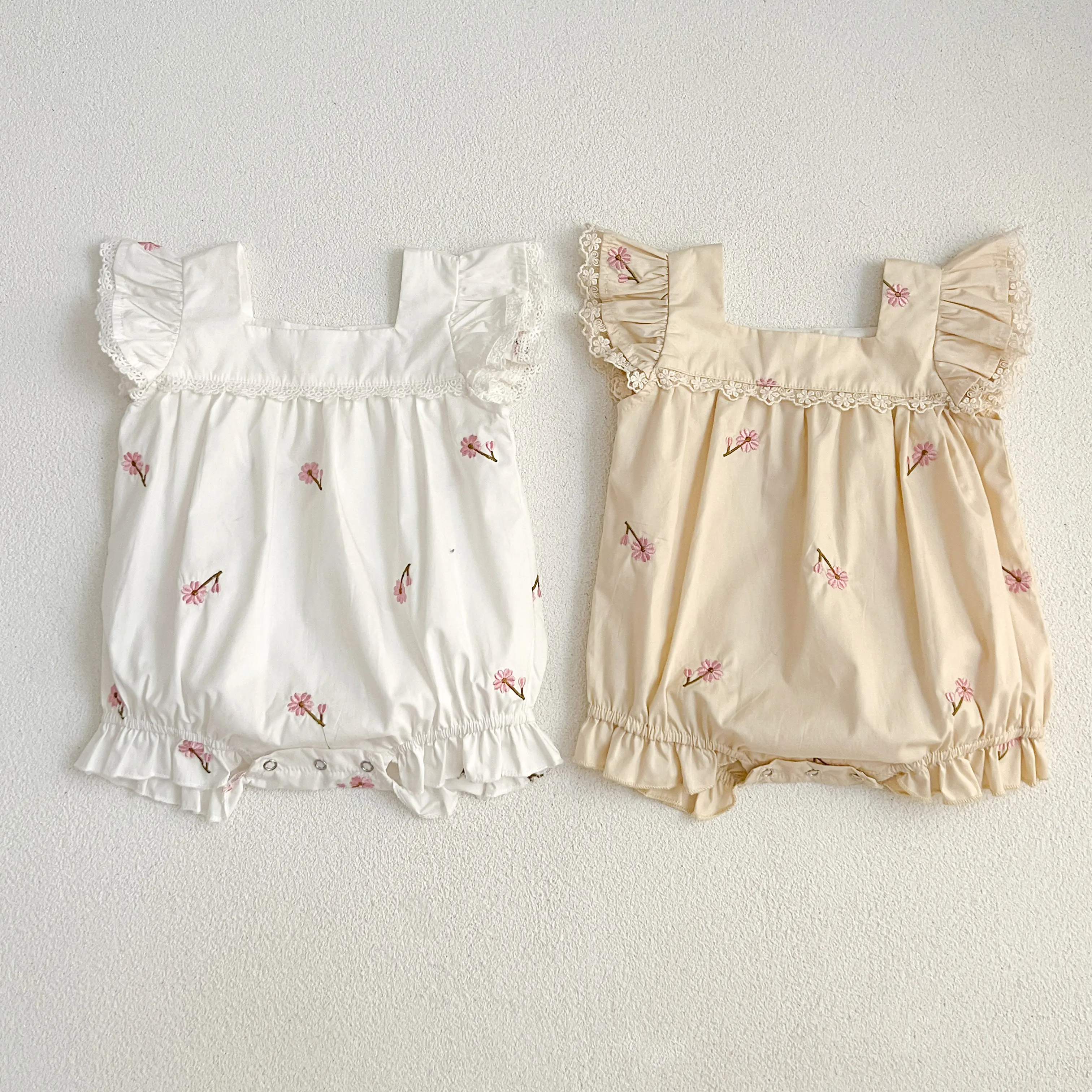 New Summer Newborn Clothes Kids Baby Girls Rompers New Infant Kids Baby Girls Sleeveless Embroider Flower Baby Rompers Clothes