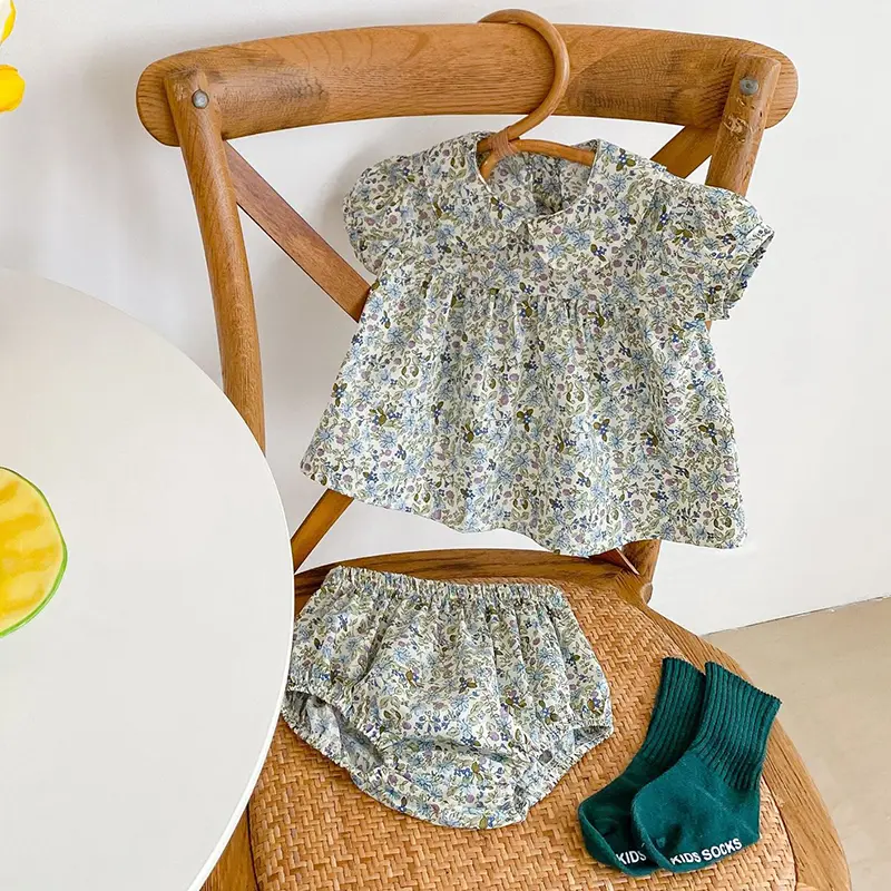 0-3Y Baby Flower Sets Kids Clothing Sets New Baby Girl Camisole Top + PP Shorts 2PCS Summer Casual Children Girls Clothes Suits