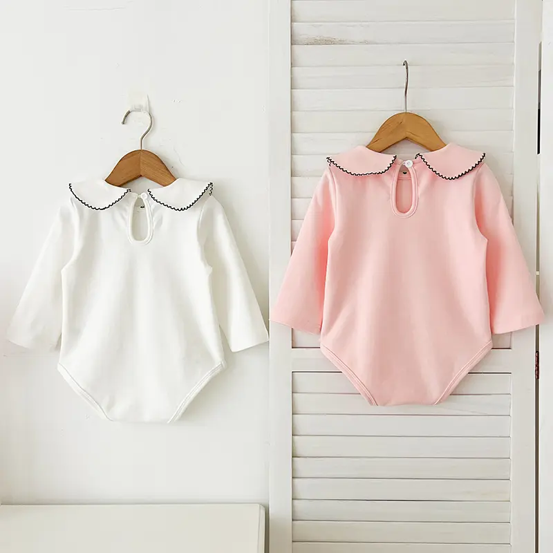 Baby Boys Girl Jumpsuit Spring Newborn Romper Long Sleeved Solid Color Cotton Splicing Toddler Baby Girl Romper Children Clothes