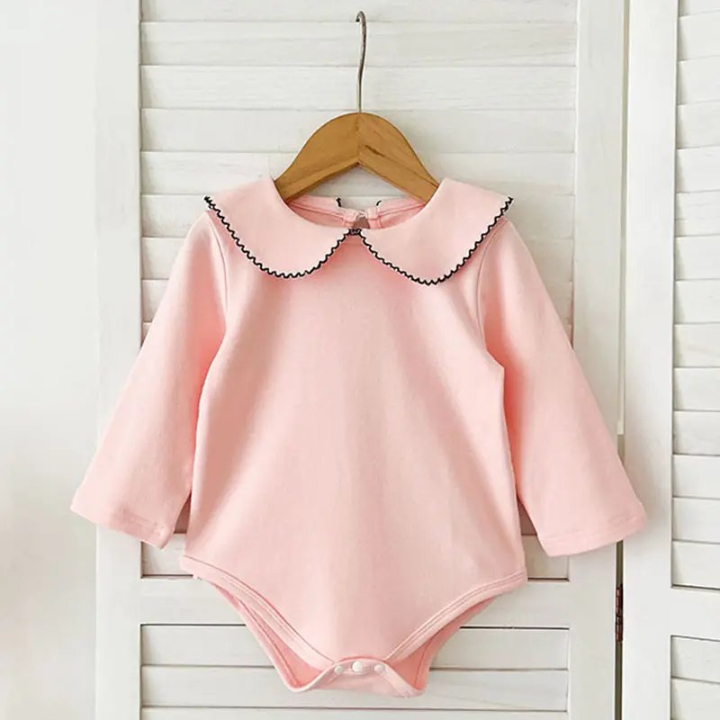 Baby Boys Girl Jumpsuit Spring Newborn Romper Long Sleeved Solid Color Cotton Splicing Toddler Baby Girl Romper Children Clothes