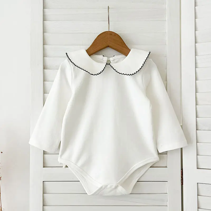 Baby Boys Girl Jumpsuit Spring Newborn Romper Long Sleeved Solid Color Cotton Splicing Toddler Baby Girl Romper Children Clothes