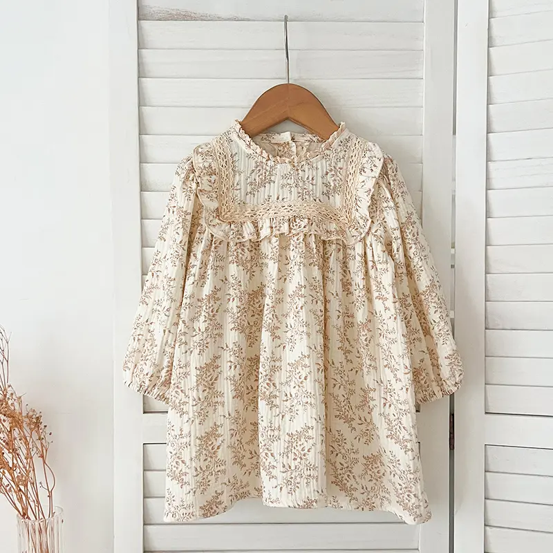 New Sisters Dress Infant Baby Girls Lace Collar Dress Rompers Kids Girls Vintage Flowers Princess Dress Family Clothes Rompers