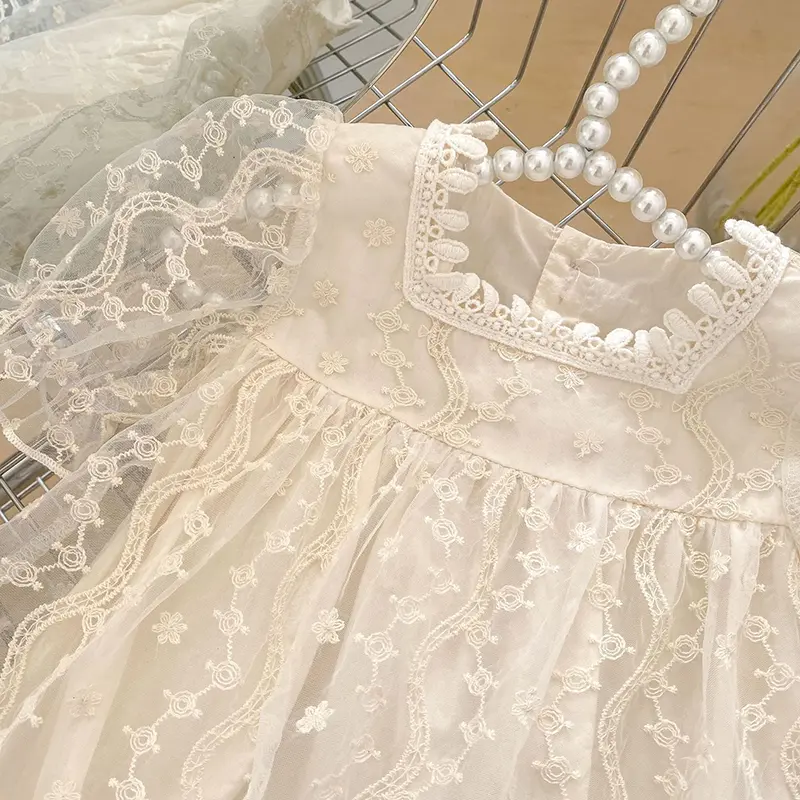 2024 Summer Baby Clothes Lace Embroidery Girls One Piece Toddler Girl Bodysuit Baby Tutu Skirt Style Bodysuit Party Outfit