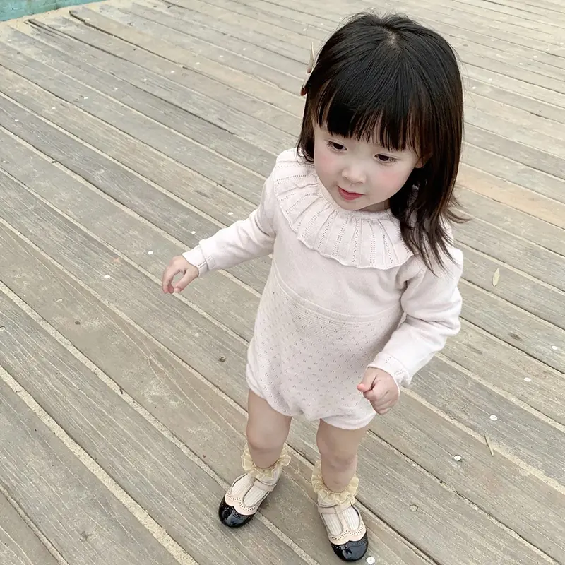 Girl Overall Autumn New Born Baby Knitted Romper Baby Girls Romper Ruffle Long Sleeve Newborn Baby Clothes Infant Knit Jumpsuits