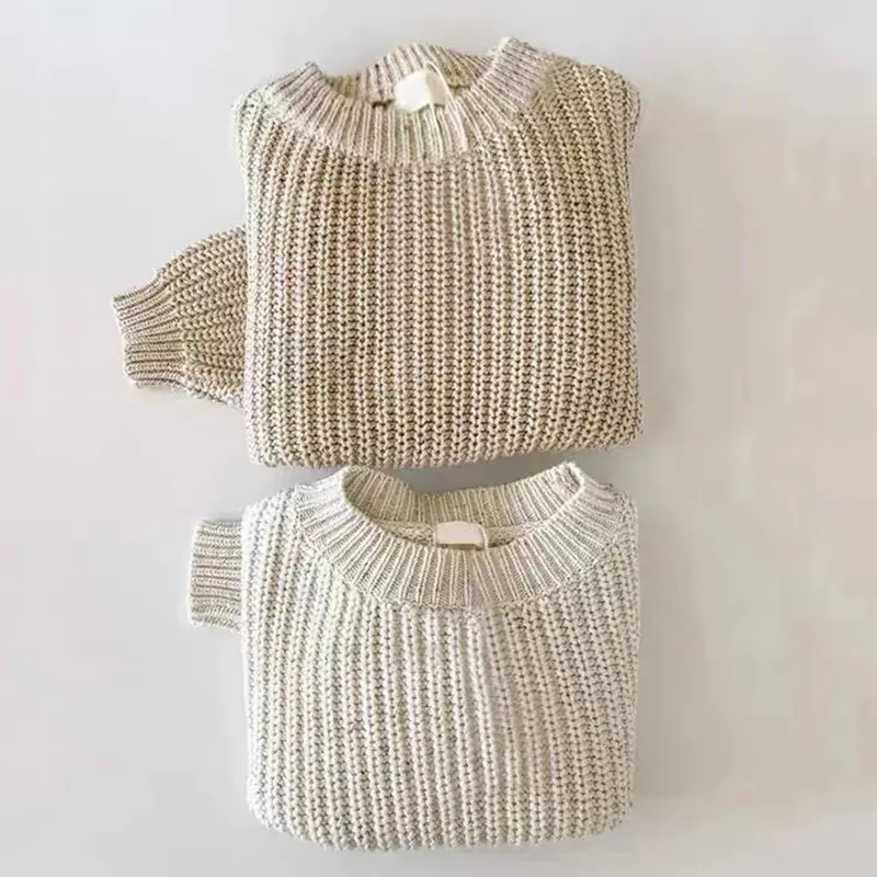 New Autumn Girls Sweater Kids Sweaters Chunky Knit Brief Spring Winter Sweaters Long Sleeve Boys Pullover Warm Knit Baby Clothes