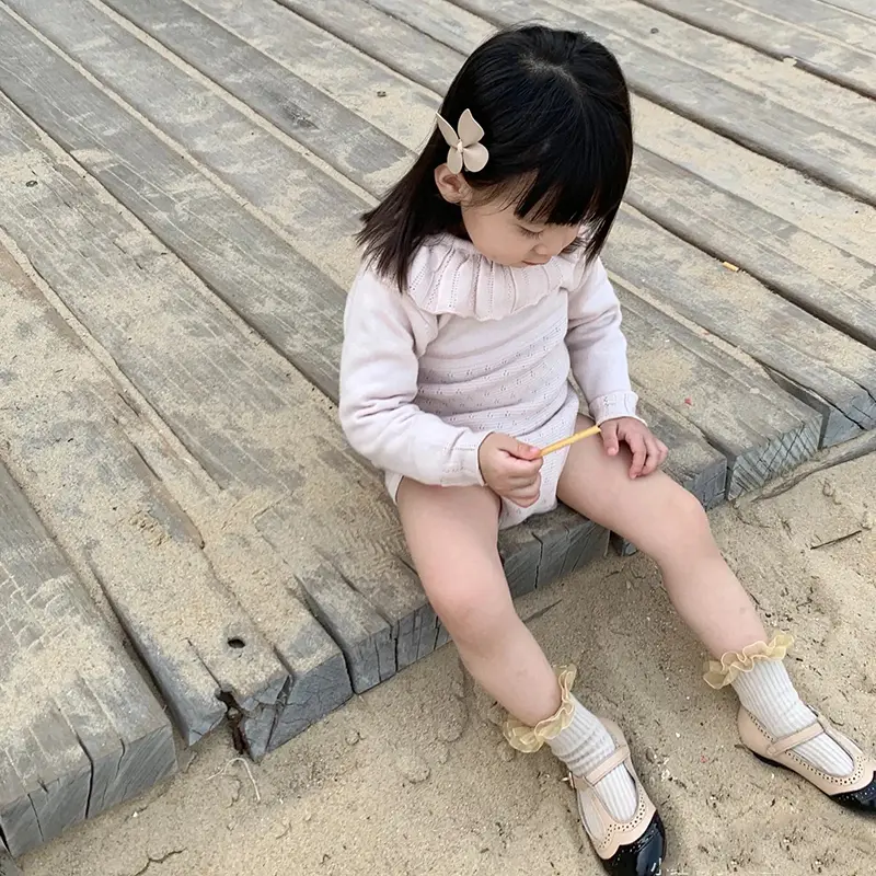 Girl Overall Autumn New Born Baby Knitted Romper Baby Girls Romper Ruffle Long Sleeve Newborn Baby Clothes Infant Knit Jumpsuits