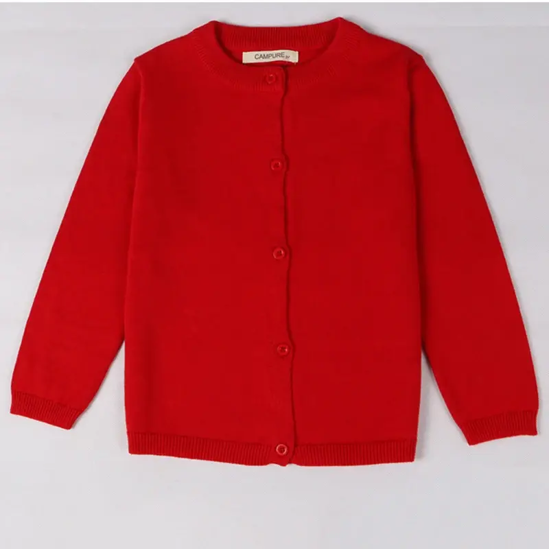 Toddler Boys Girls Kint Cardigan Long Sleeve Kids Crewneck Button Sweaters Cotton School Uniform Knit Tops Outwear Girls Sweater