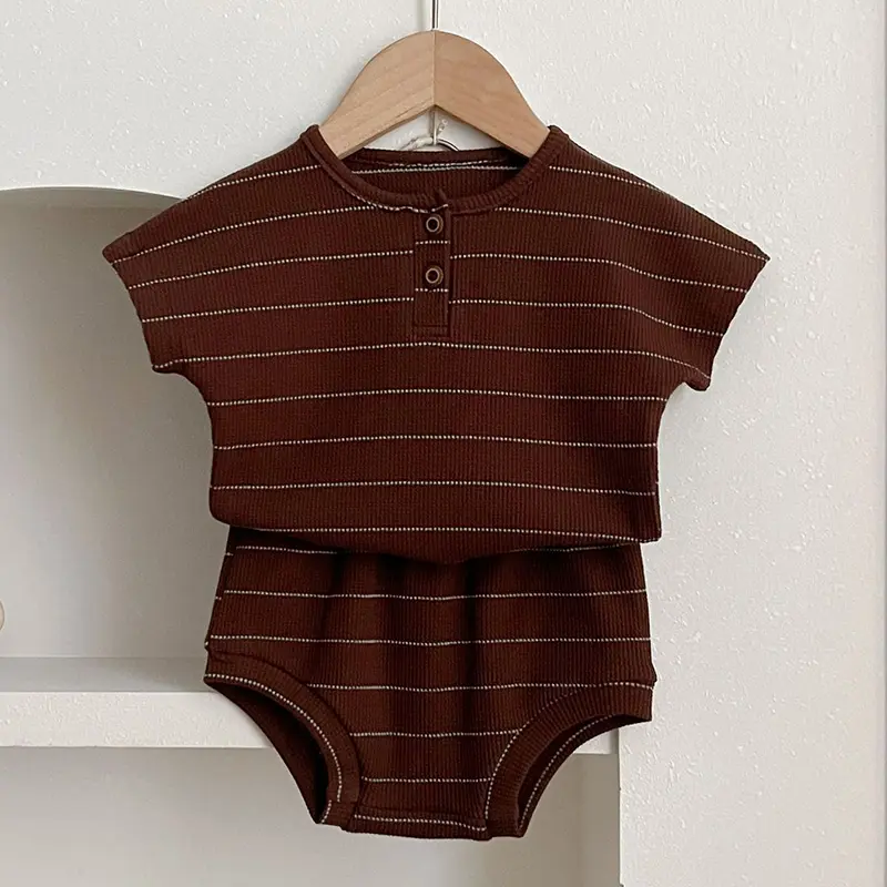 Summer Kids Baby Boys Girls Short Sleeve Stripe T-shirt + Shorts Clothing Sets Infant Baby Girls Boys Children's Clothes Suit