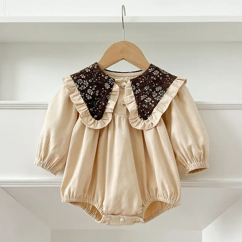 Spring Baby Girls Dress Big Lapel Retro Long Sleeve Dresses Baby Romper Family Matching Sister Outfit Toddler Princess Dress