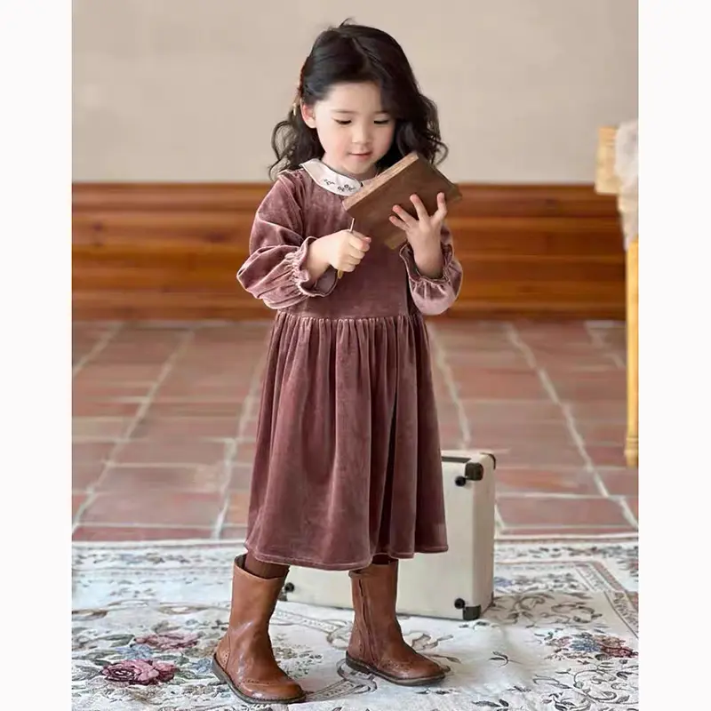 Toddler Girl Party Dress Autumn Winter 1-6Years Children Christmas And New Year Princess Dress Red Velvet Girl Carnival Costume