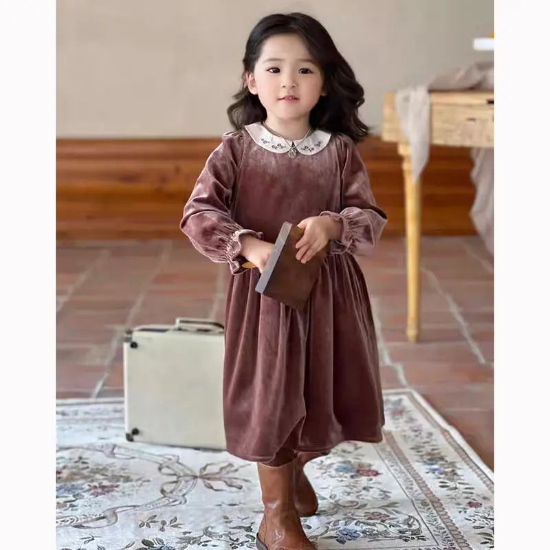 Toddler Girl Party Dress Autumn Winter 1-6Years Children Christmas And New Year Princess Dress Red Velvet Girl Carnival Costume