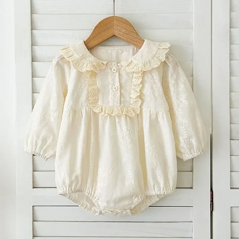 2025 Spring Sister Clothes Kids Princess Dresses Baby Girls Romper Long Sleeve Cotton Lace Princes Dress Baby Girl Clothing Suit