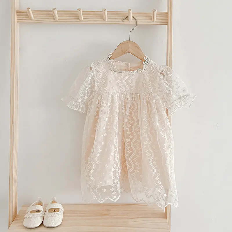Summer Lace Baby Girls Dress Short Sleeve Dresses Weddings Kids Birthday Party Princess Dress Children Tulle Vestidos Clothes