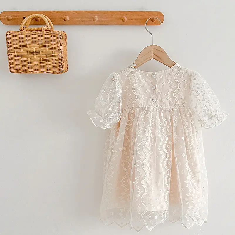 Summer Lace Baby Girls Dress Short Sleeve Dresses Weddings Kids Birthday Party Princess Dress Children Tulle Vestidos Clothes