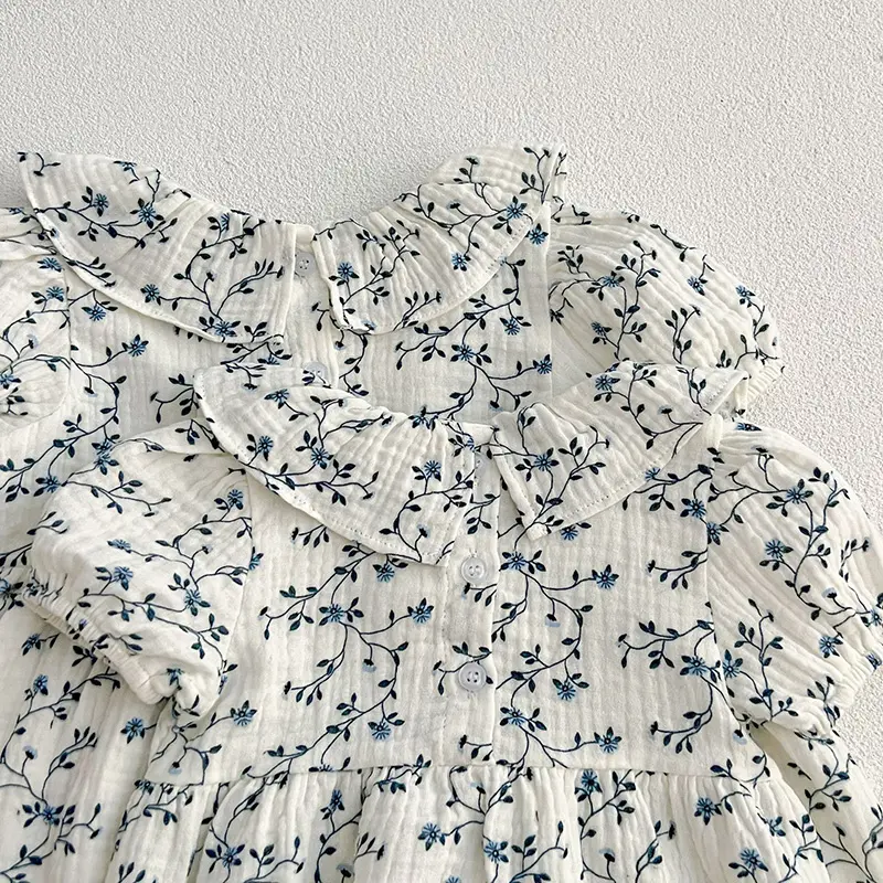 Summer New Kids Baby Girls Short Sleeve Sisters Print Dress Infant Rompers Kids Baby Girls Sweet Princess Clothes Rompers