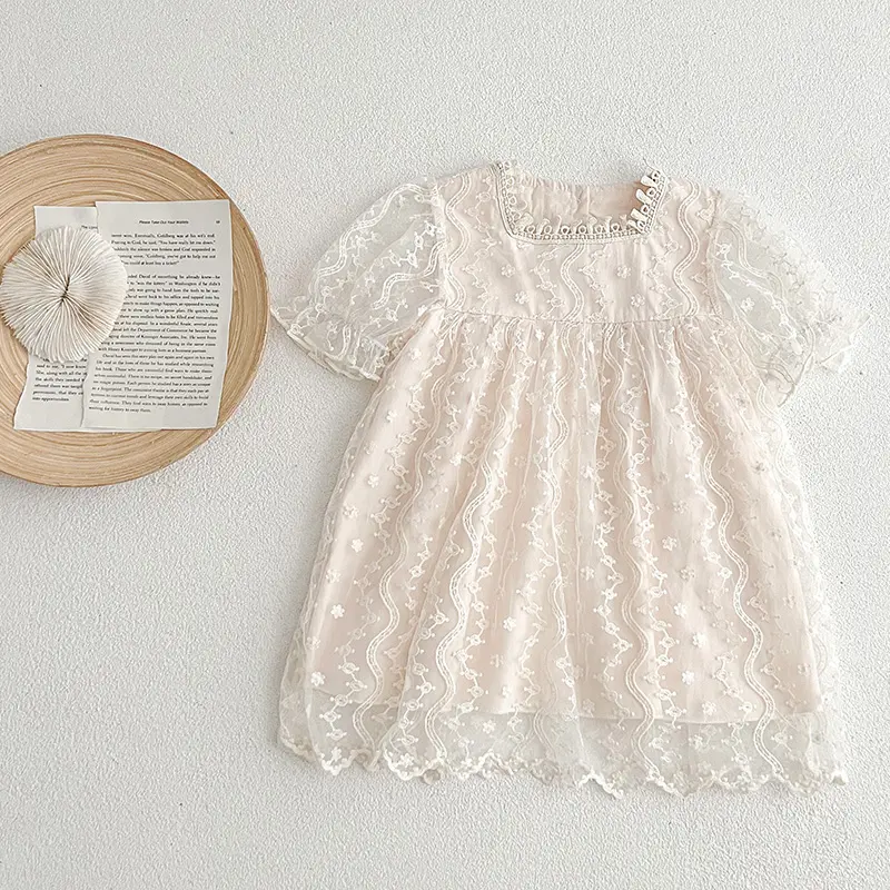 Summer Lace Baby Girls Dress Short Sleeve Dresses Weddings Kids Birthday Party Princess Dress Children Tulle Vestidos Clothes