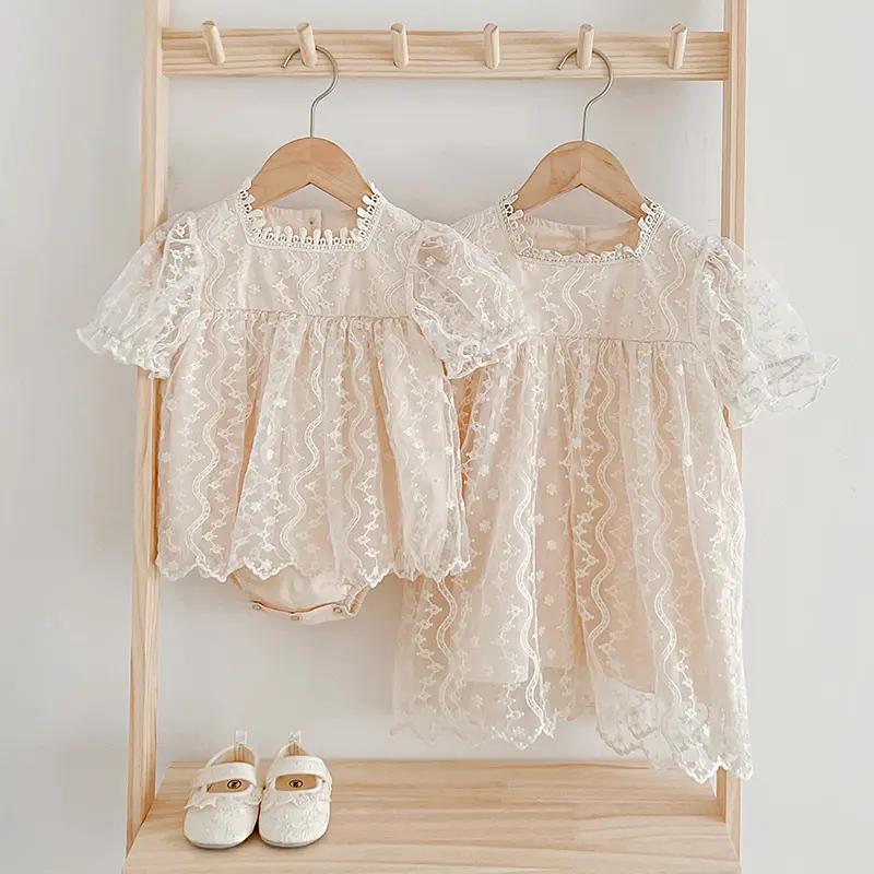 Summer Lace Baby Girls Dress Short Sleeve Dresses Weddings Kids Birthday Party Princess Dress Children Tulle Vestidos Clothes