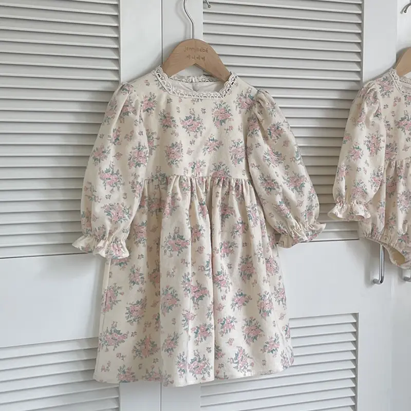1-6Y Autumn Kids Baby Dress Girls Sweet Lace Princess Dress Long Sleeve Spring New Kids Baby Girls Dress Children Clothes Dress