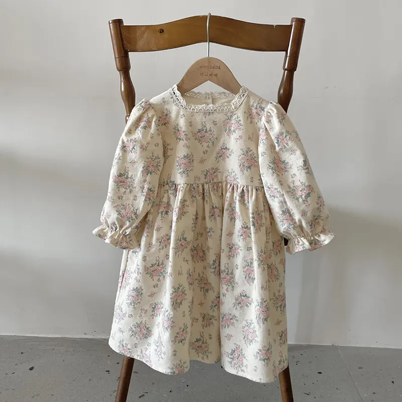 1-6Y Autumn Kids Baby Dress Girls Sweet Lace Princess Dress Long Sleeve Spring New Kids Baby Girls Dress Children Clothes Dress